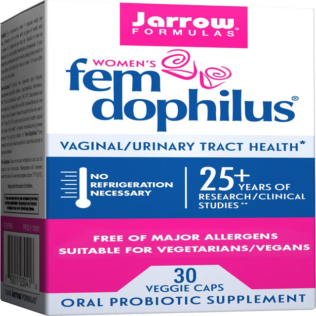Jarrow Formulas Fem-Dophilus,Oral Probiotic for Natural Vaginal/Urinary Tract Health*,1 Billion Cells, 30 Veggie Caps