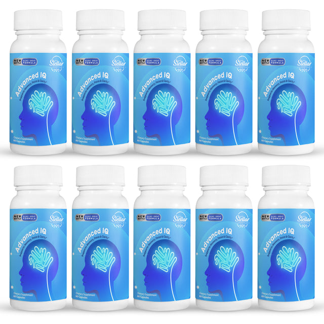 10 Pack - Advanced IQ Cognitive Support - Brain Booster Memory Supplement 60CT X10