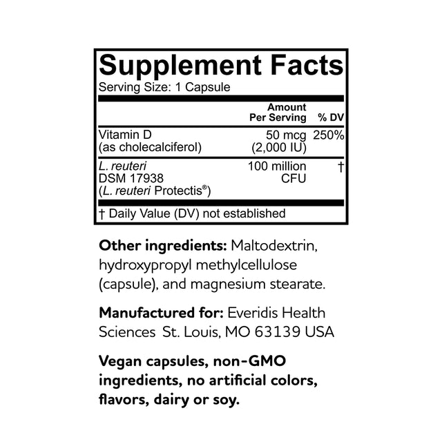 Biogaia Protectis Immune Active Probiotic | Clinically Proven Probiotic + Vitamin D | Supports Immune, Digestive and Overall Health | Probiotics for Men & Women | Capsules | 60 Day Supply