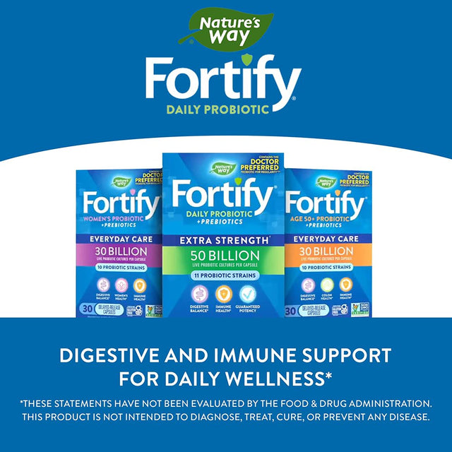 Nature?S Way Fortify Women?S Probiotic, 30 Billion Live Cultures, 11 Strains, Prebiotic, 30 Capsules