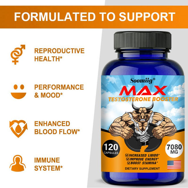 Soomiig Max Testosterone Booster - Performance Enhancer, Boosts Energy and Endurance