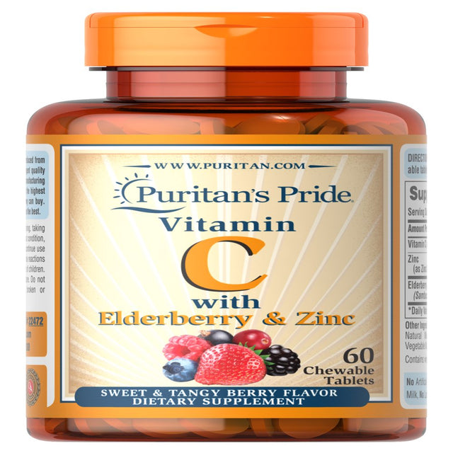 Vitamin C with Elderberry & Zinc for Immune System Support*, 60 Chewables by Puritan'S Pride