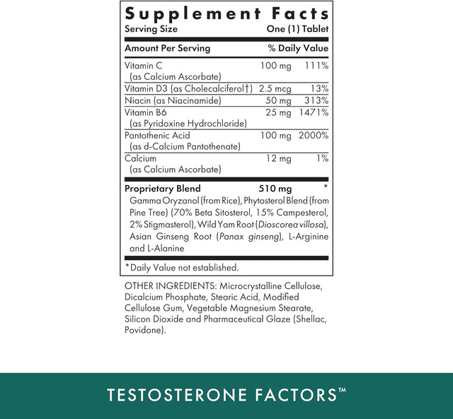 MICHAEL'S Health Naturopathic Programs Testosterone Factors - 120 Vegetarian Tablets - Nutrients to Support Testosterone Production - Kosher - 60 Servings