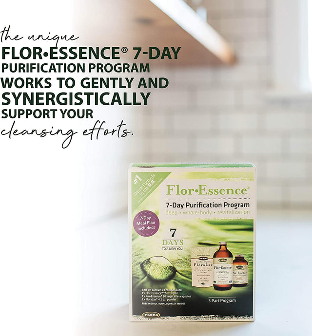 Flora - Flor-Essence 7-Day, 3-Step Kit for Full Body Detox & Cleanse, Detox Kit Contains Detox Tea, Proessence for Urinary Health and Floralax Laxative, Plant-Based, Gluten Free, Non GMO