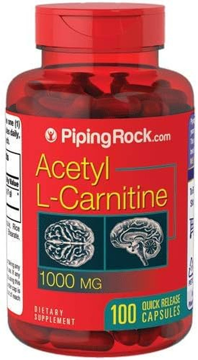 Piping Rock Acetyl L-Carnitine HCL | 1000Mg | 100 Capsules | Brain Support Supplement | Vegetarian, Non-Gmo, Gluten Free