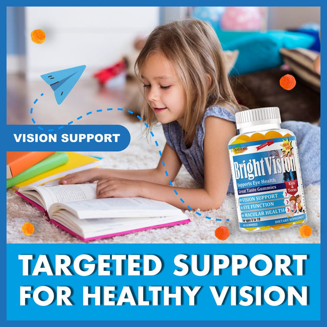 Brightvision Eye Vitamins Supplements Lutein Gummies Kids for Eye Vision Health Care Additive-Free Chewable Lutein Gummy for Macular Health, Blue Light, Eye Strain, Dry Eye Protection