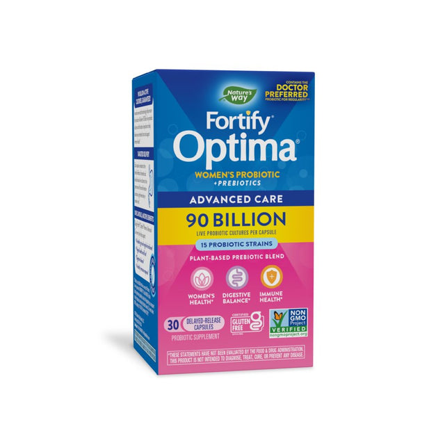 Nature’S Way Fortify Optima Women’S Daily Probiotic, 90 Billion, 15 Strains, Prebiotic, 30 Capsules