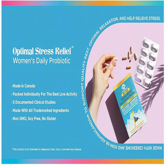 Nutricelebrity Optimal Stress Relief Supplement, Mood Support, Sleep Aid, Ashwagandha Organic, KSM-66, Brain Focus, Probiotics for Women, Gut Health, Vegan Non GMO 60 Days Supply