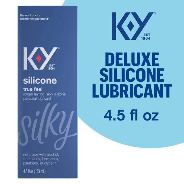 Silicone Lube K-Y True Feel 4.5 Fl Oz Personal Lubricant for Adult Couples, Men, Women, Pleasure Enhancer, Sensual Massage Vaginal Moisturizer,Hormone & Paraben Free, Deluxe, Latex Condom Compatible
