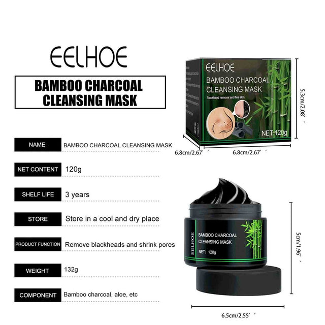 Lingouzi Blackhead Remover Mask, Bamboo Charcoal Peel off Face Mask, Deep Cleansing Black Mask Purifying Peel-Off Mask, Suction Blackhead Remover Mask