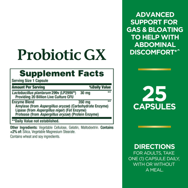 Nature'S Bounty Probiotic GX, Gas and Bloating Capsules, 25 Ct