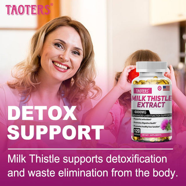 TAOTERS Milk Thistle Extract Capsules, Advanced Liver Support, Powerful Antioxidants, Promote Digestive Health.