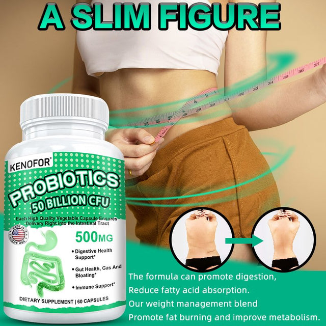 KENOFOR Probiotic 50 Billion for Women and Men with Lactobacillus Acidophilus for Digestive, Colon and Immune Support Daily Gas Relief Dairy-Free