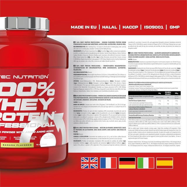 Scitec Nutrition 100% Whey Professional 2350G Banana Protein Supplement