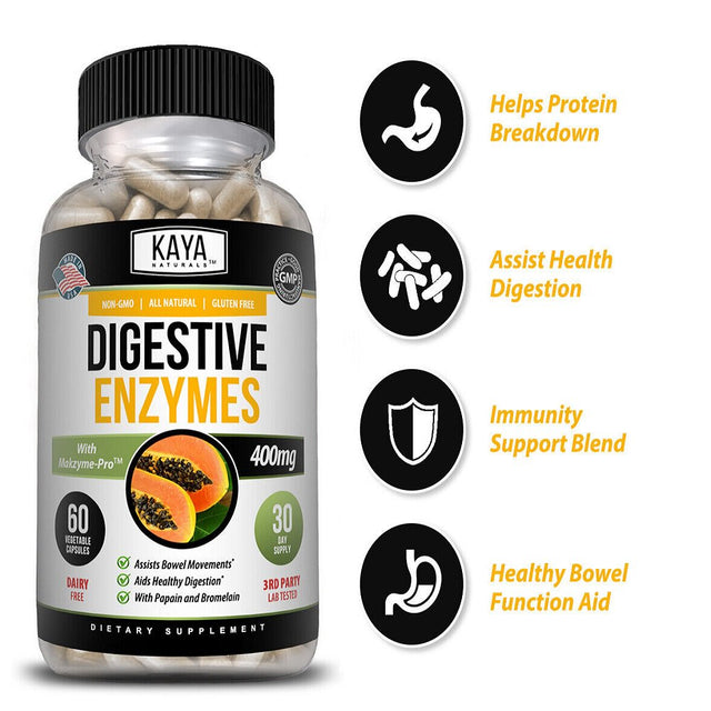 Kaya Naturals Digestive Enzymes W/ Prebiotic & Probiotics, Gas, Constipation & Bloating Relief