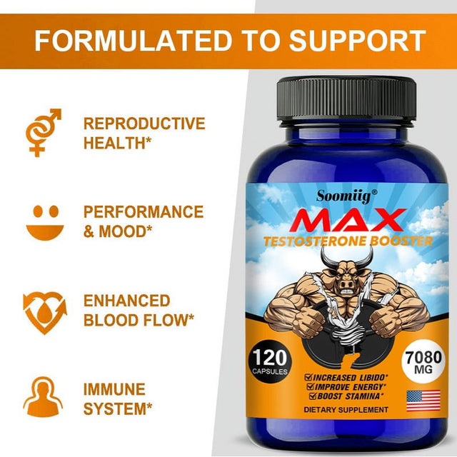 Soomiig Max Testosterone Booster - Performance Enhancer, Boosts Energy and Endurance