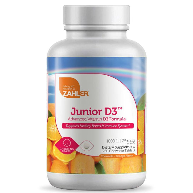 Zahler Junior D3 Advanced Vitamin D3 Formula Orange -- 1000 IU - 250 Chewable Tablets