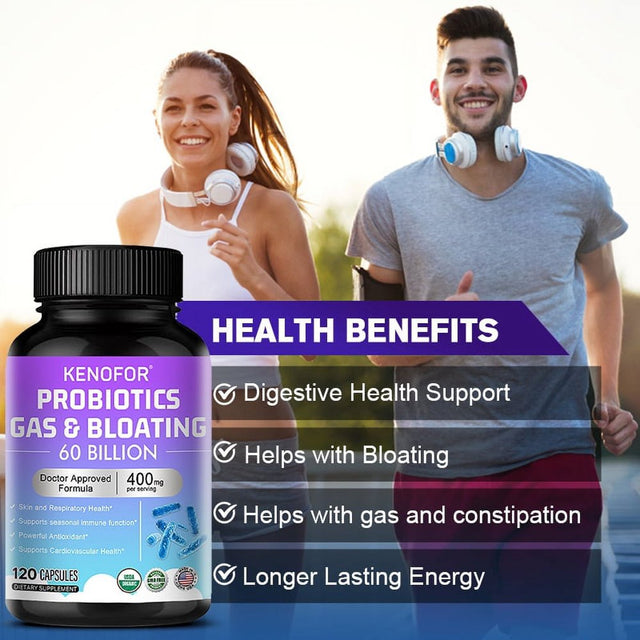 KENOFOR Probiotic Capsules with Lactobacillus Acidophilus, Powerful Antioxidants to Support Skin, Cardiovascular, Digestive, Immune and Respiratory Health