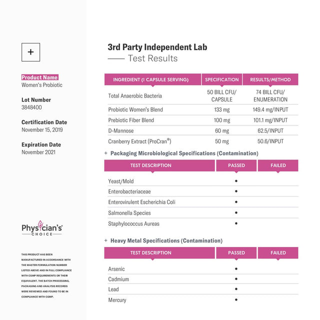 Physicians Choice Womens Probiotic 50 Billion CFU Capsules, 30 Ct.