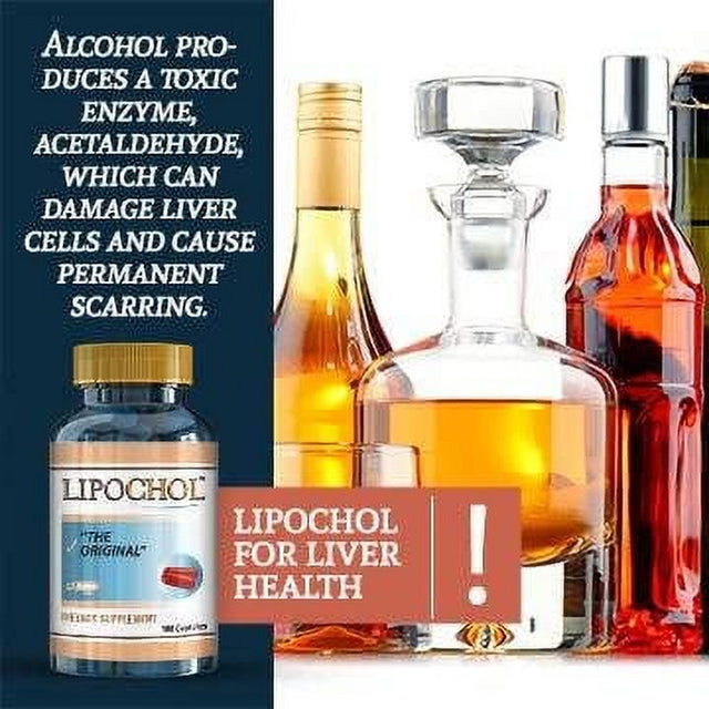 LIPOCHOL Natural Liver Cleanser Detox Supplement Cleanse & Support Liver Health. Milk Thistle Extract (Silymarin) (100 Caps Bottle)
