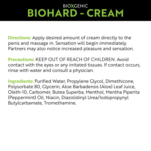 Bio-Hard Male Performance and Arousal Cream, 2 Oz