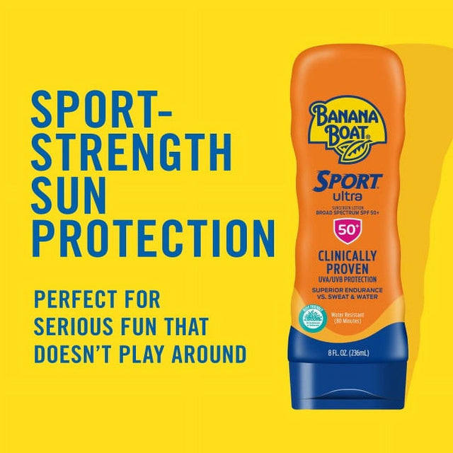 Banana Boat Sport Performance Sunscreen Lotion, SPF 50 8 Oz (Pack of 4)