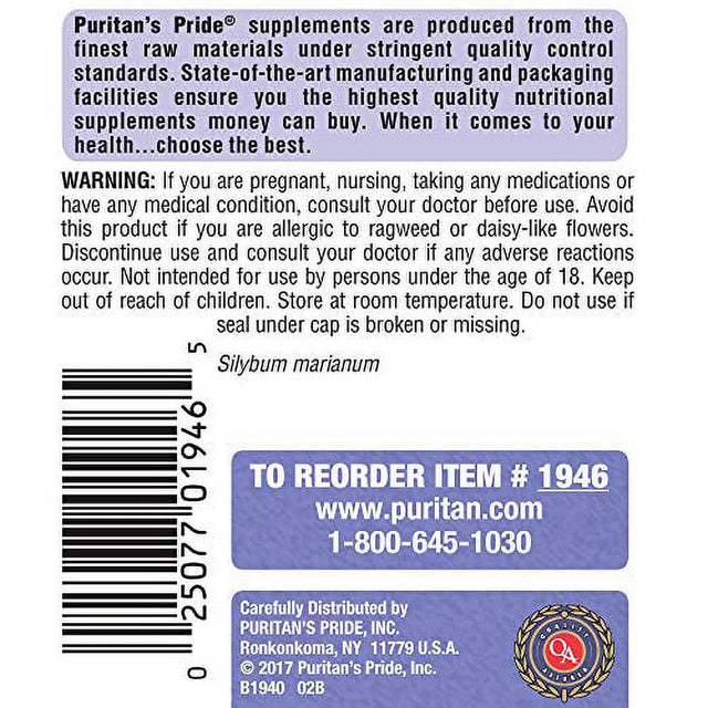 Puritan'S Pride Milk Thistle , 180 Count (Pack of 2)