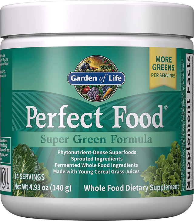 Garden of Life Perfect Food Super Green Formula - 14 Servings | 45 Superfoods, Greens, Fruit & Veggie Juice Superfood Powder Supplement, Probiotics & Organic Spirulina for Digestion & Immune Health