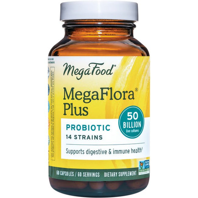 Megafood, Megaflora Plus, Probiotic Supplement with 50 Billion CFU, 60 Servings (60 Capsules)