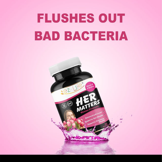 Her Matters Probiotic Supplement for Women Support Urinary Tract Health, Feminine Odor, Balance Ph, & Restore Proper Gut Flora 60 Capsules
