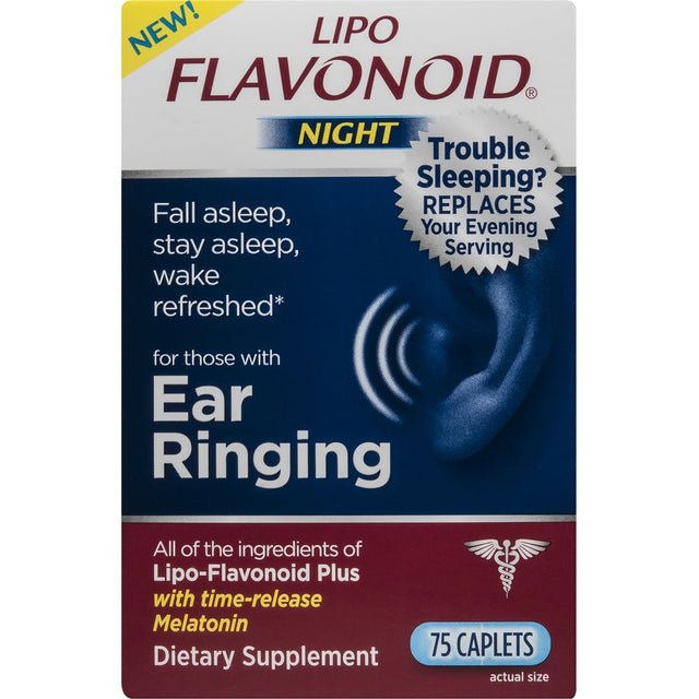 Lipo-Flavonoid Night Ear Heath Supplement with Melatonin, 75 Caplets