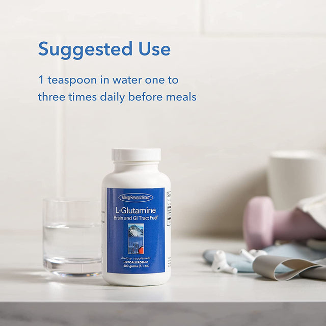 Allergy Research Group - L-Glutamine Powder - Amino Acid - Brain and GI Tract Fuel - 200 G (7.1 Oz)