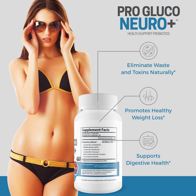 Pro Gluco Neuro + Probiotic Health Support - Digestive Immune Support to Promote Overall Blood & Body Health - Healthy Blood Balancing Probiotics Immune Support Formula - 60 Count