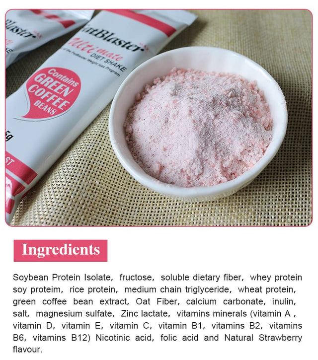 Wins Town Weight Loss Shake, Fat Blaster Diet Shake, Meal Replacement Powder for Dieters, High Protein and Increase Energy (Strawberry Flavor, 25G*10Bags)