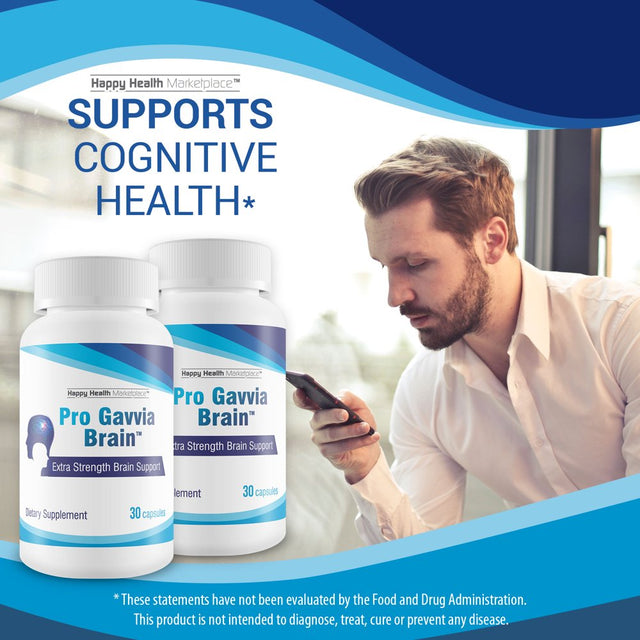 Pro Gavvia Brain - Extra Strength Brain Support - Ginkgo Biloba Nootropic Brain Formula - Support Memory, Focus, & Mental Acuity - Mental Energy & Cognitive Support - 30 Count