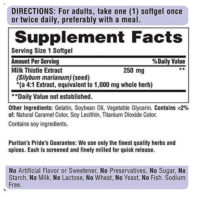 Puritan'S Pride Milk Thistle , 180 Count (Pack of 2)