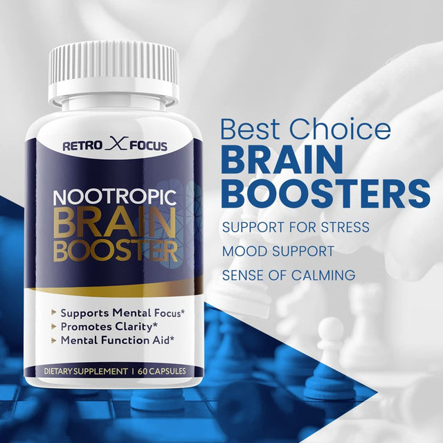 Retro X Focus - Brain Boost Matrix Supplement - Memory Booster Dietary Supplement for Focus, Memory, Clarity, & Energy - Advanced Cognitive Formula for Maximum Strength - 60 Capsules (1 Pack)