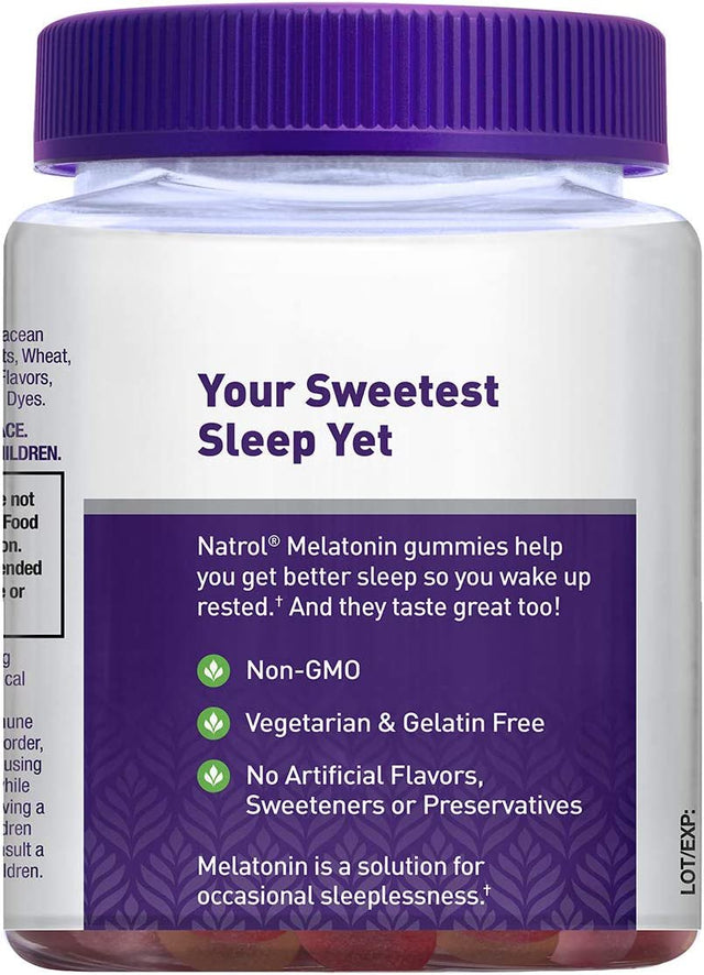 Natrol Melatonin 5Mg, Sleep Support Supplement, Strawberry Gummies, 60Ct