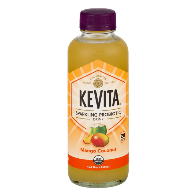 Kevita Organic Mango Coconut Sparkling Probiotic Drink, 15.2 Fluid Ounce -- 6 per Case.
