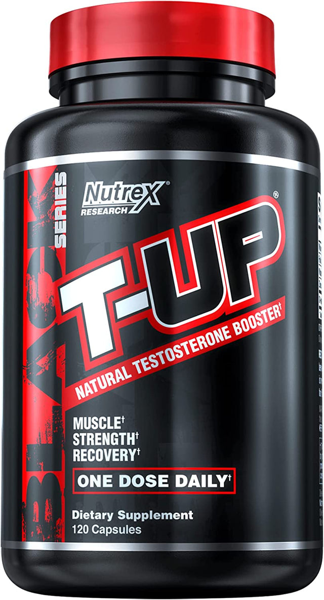 Nutrex Research T-Up Natural Testosterone Booster for Men Test Booster Muscle Enhancer and Libido Support Pills | DAA D-Aspartic Acid Supplement, Zinc, B6, B12 | 120 Capsules