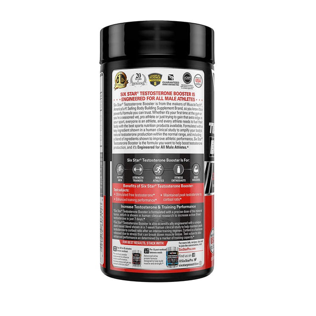 Six Star Testosterone Booster Enhances Training Performance, 60Ct, 4 Pack