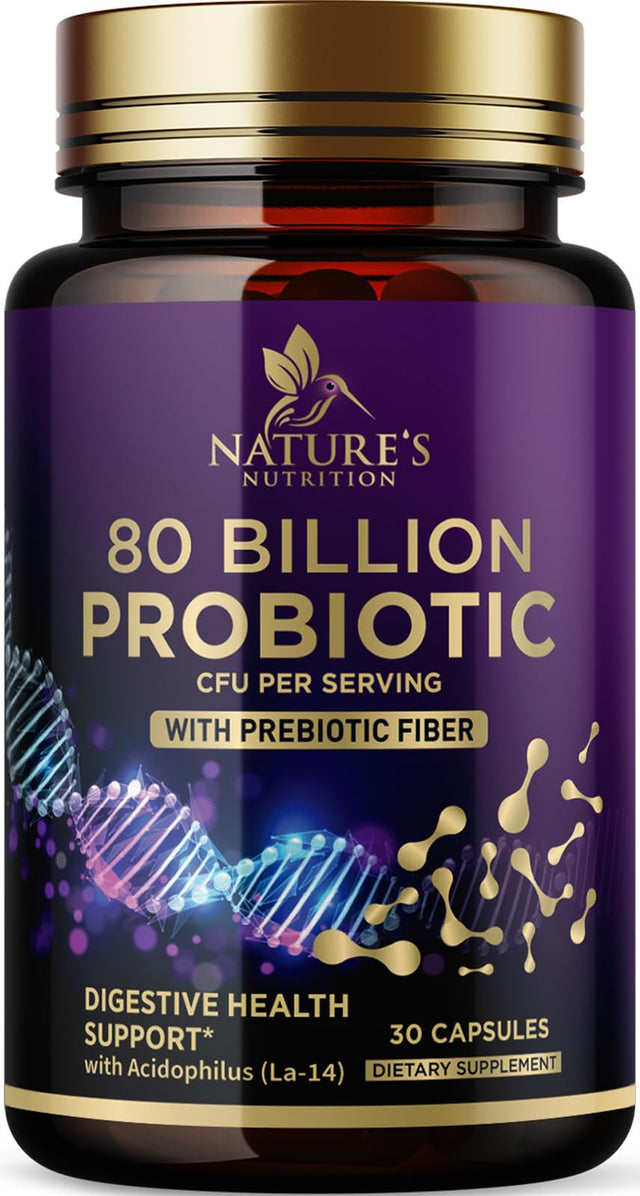 Probiotics for Digestive Health - 80 Billion CFU Guaranteed with Strains for Women'S Vaginal & Men'S Urinary Health & Daily Gut Immune Support, Nature'S Acidophilus Probiotic Supplement - 30 Capsules