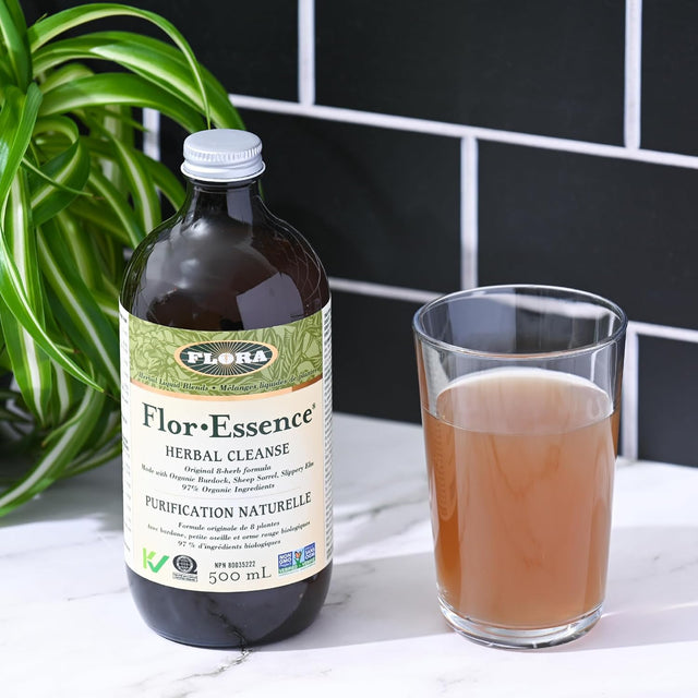 Flora Health Flor-Essence Liquid Tea Blend - Ancient 8-Herb Formula - Natural Full Body Cleanse & Detox - Organic Ingredients - Pure Vegan Formula - Burdock Root, Sorrel, Slippery Elm, Kelp - 500Ml