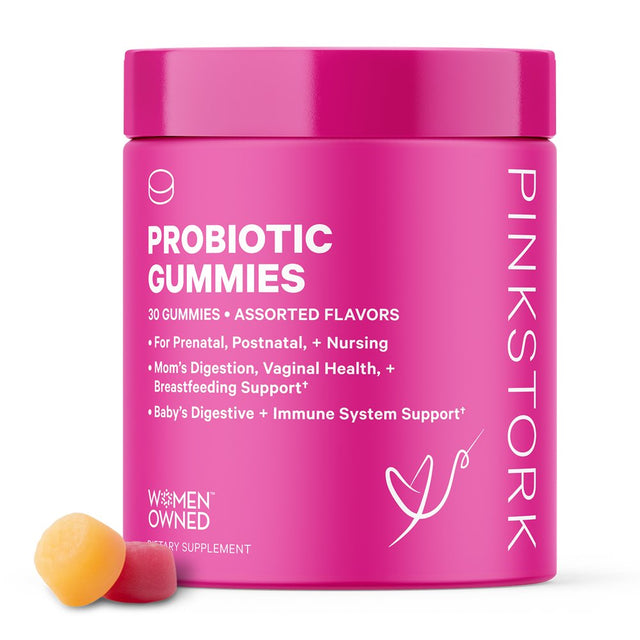 Pink Stork Probiotic Gummies, Pregnancy + Nursing Safe, Assorted Fruit Flavor, 30 Count