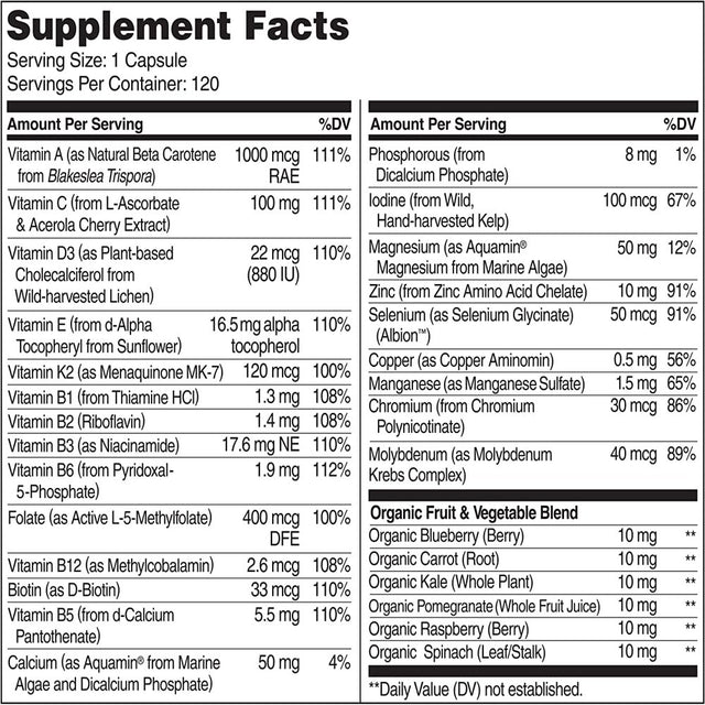 NATURELO One Daily Multivitamin for Male Supplement to Boost Energy 120 Capsule