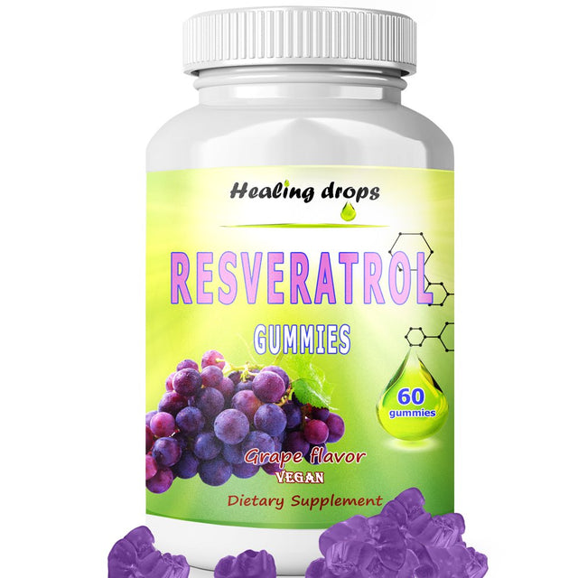 Resveratrol Gummies - Potent Resveratrol Supplement for Immune & Digestive Support Antioxidant Heart & Brain Wellness Resveratrol 1200Mg Healing Drops