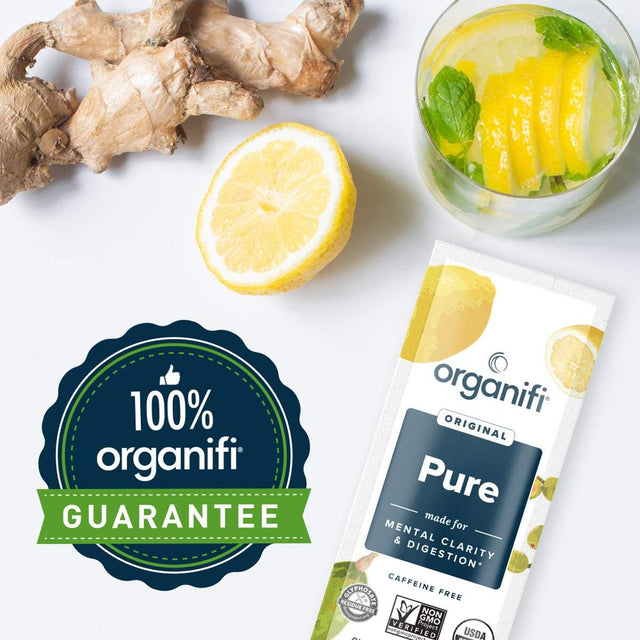 Organifi: Pure Smart Packs - Organic Brain Boost Superfood Solution Revitalize & Alkalize for Daily Mental Focu 30 Packets - Lemon Flavor (Box Open but Unused)
