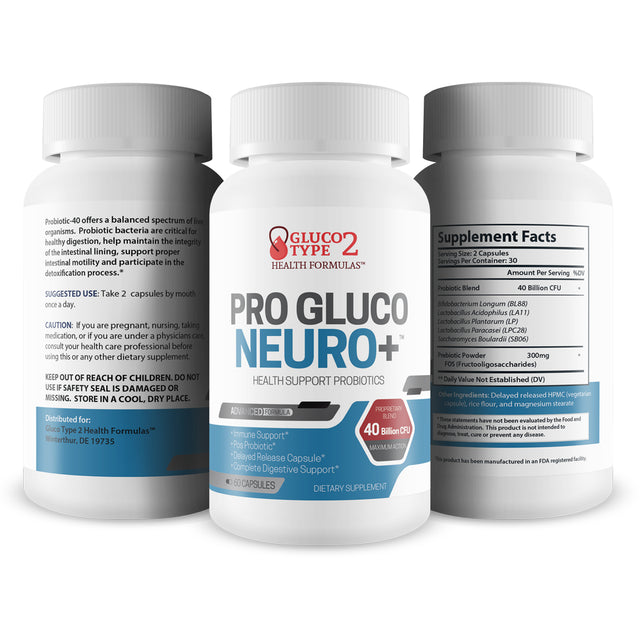 Pro Gluco Neuro + Probiotic Health Support - Digestive Immune Support to Promote Overall Blood & Body Health - Healthy Blood Balancing Probiotics Immune Support Formula - 60 Count