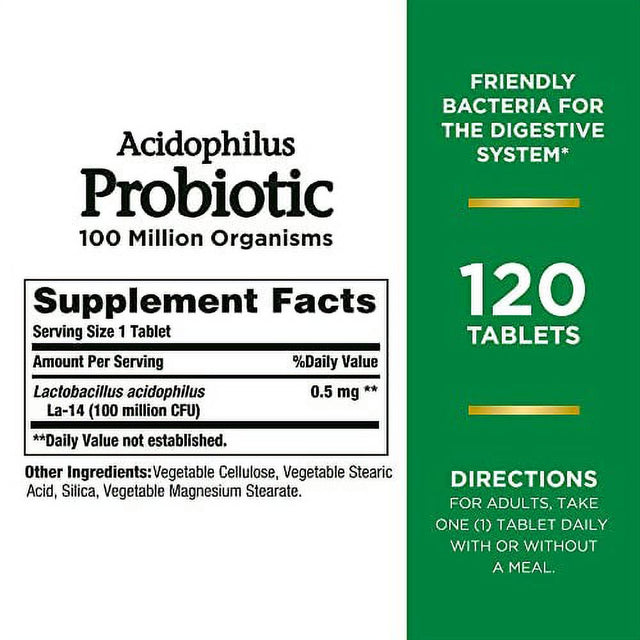 Nature’S Bounty Acidophilus Probiotic, Daily Probiotic Supplement, Supports Digestive Health, 1 Pack, 120 Tablets