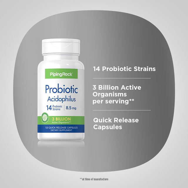 Probiotic Acidophilus 14 Strains 3 Billion Organisms | 120 Capsules | by Piping Rock